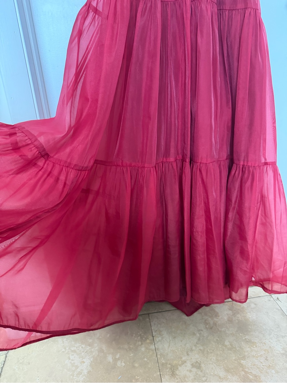 Mac Duggal Red Backless Ruffle Evening Gown - Picture 8 of 12
